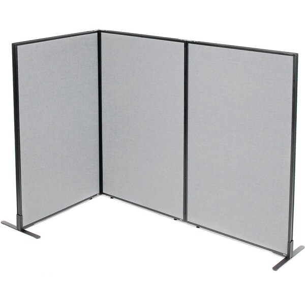 Interion By Global Industrial Interion Freestanding 3-Panel Corner Room Divider, 36-1/4inW x 60inH Panels, Gray 695050GY - main